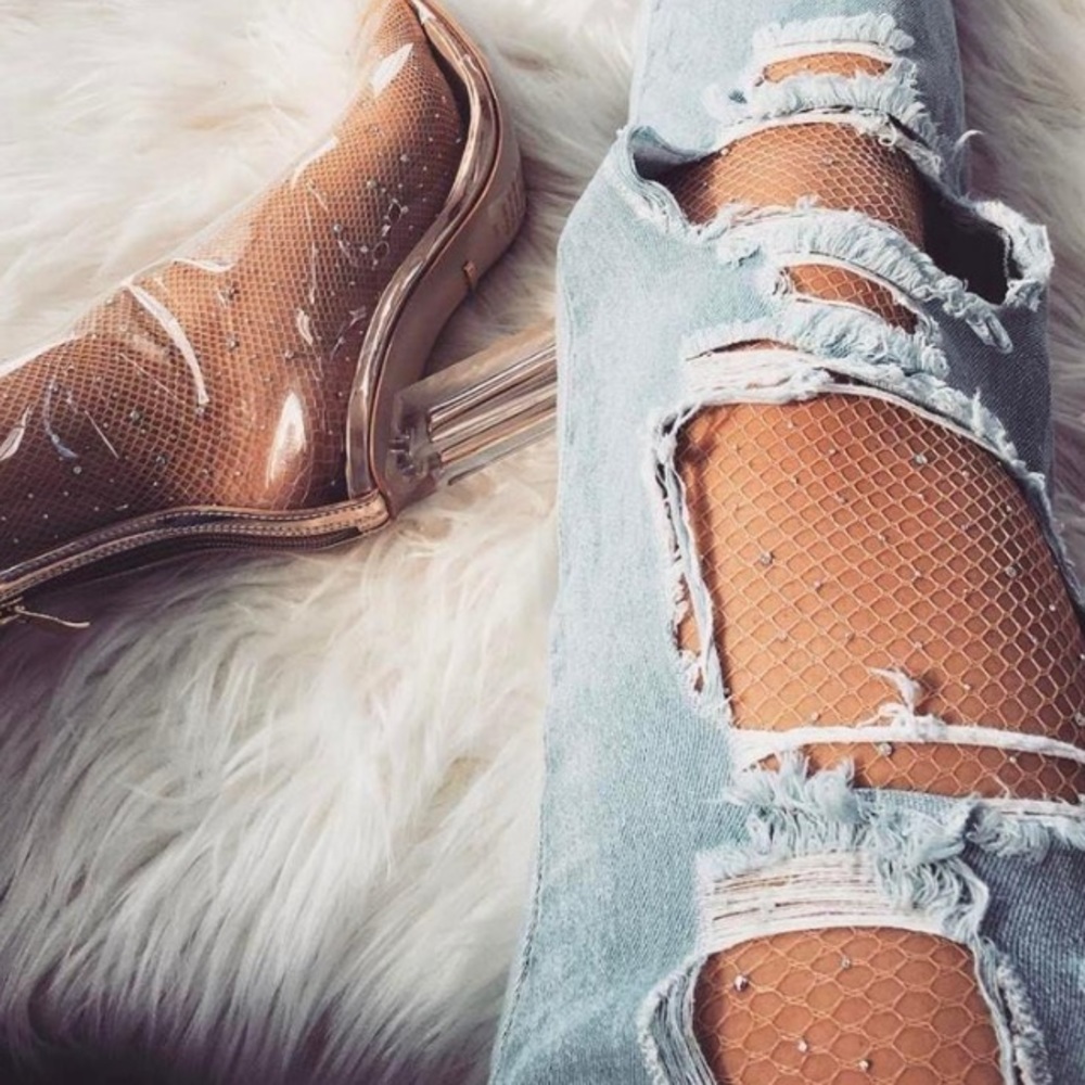 NEW! Fishnet Tights with Rhinestones - Picture 6 of 8